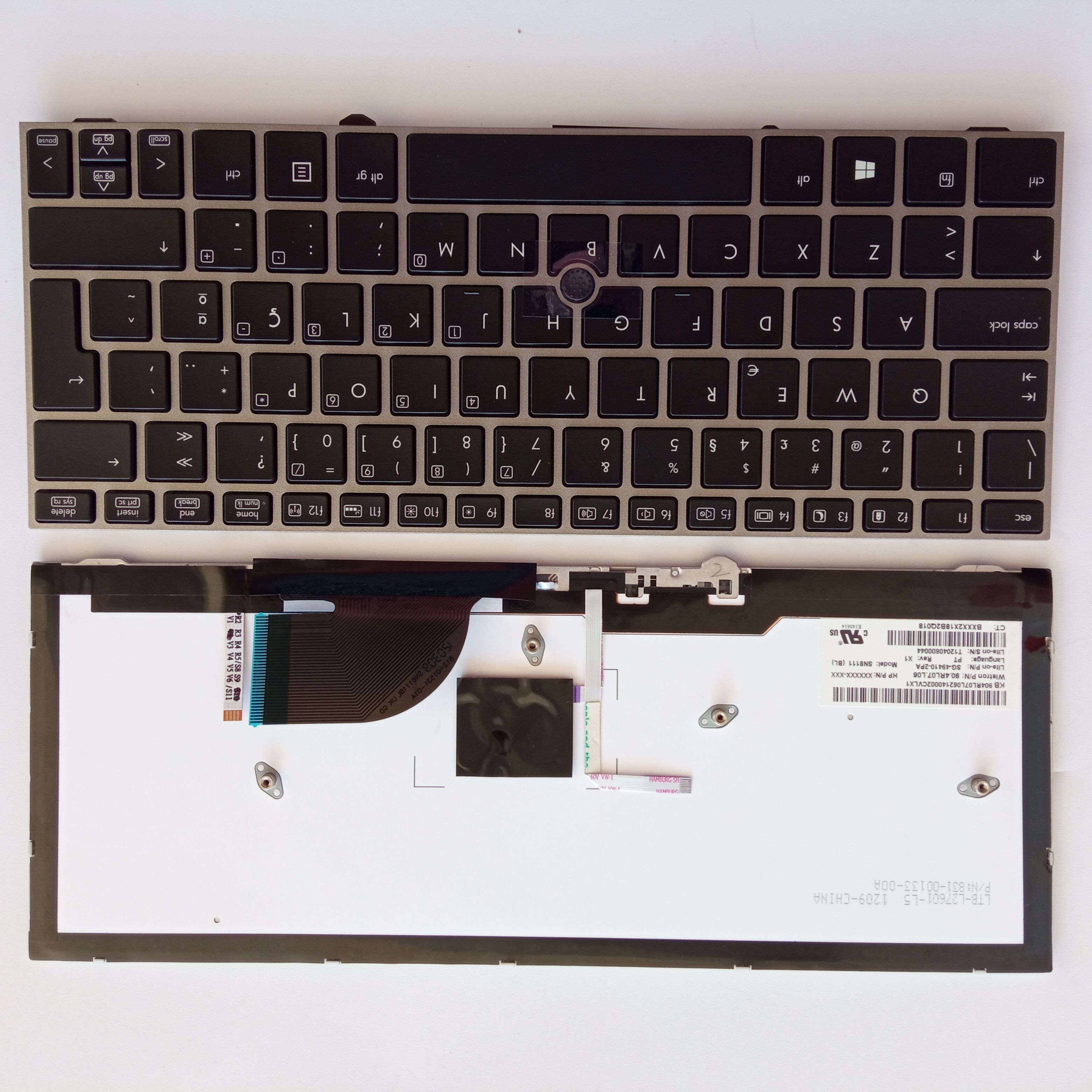 Picture of New Replacement Laptop Keyboard For HP 2170 SILVER FRAME BLACK With Point Backlit PO Layout